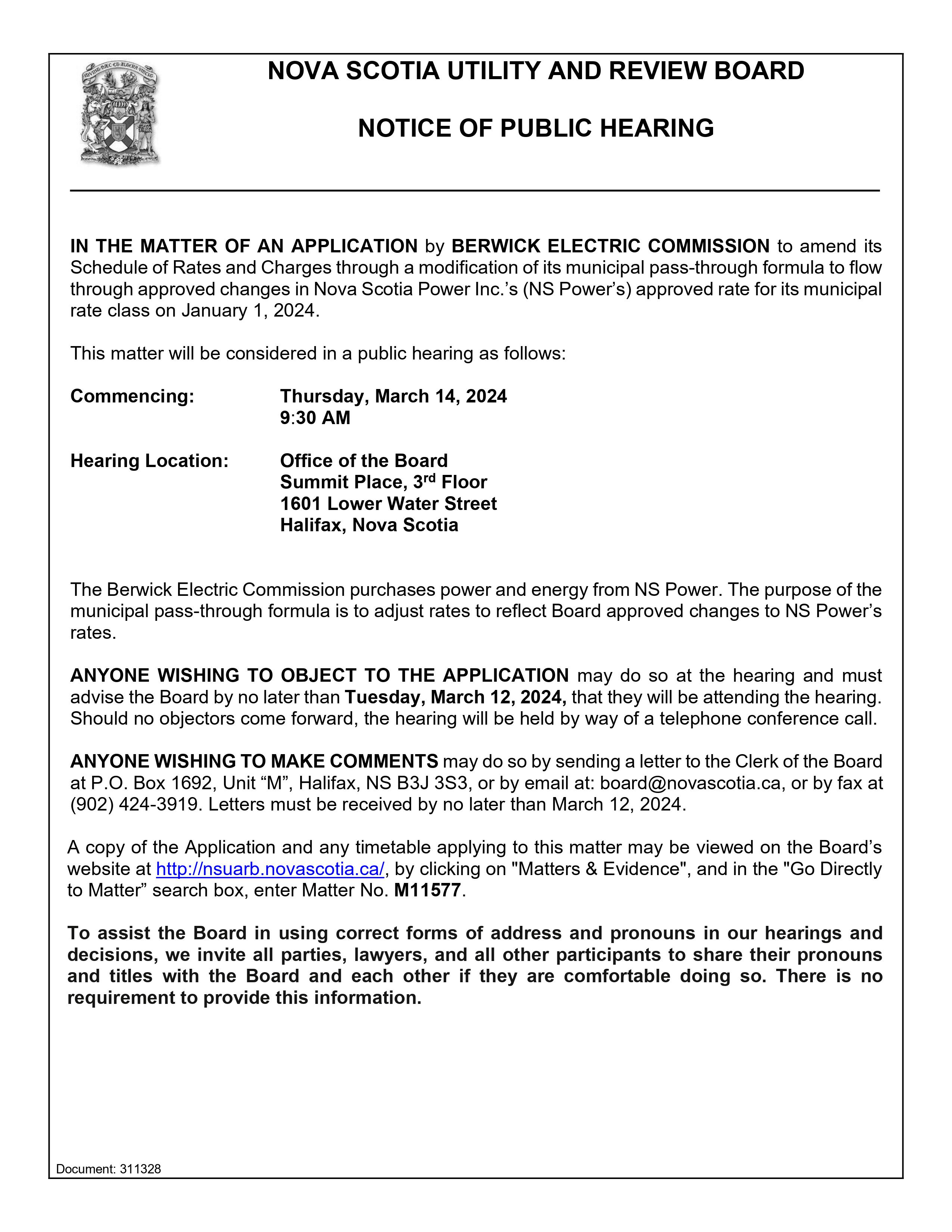 M11577 Notice of Public Hearing